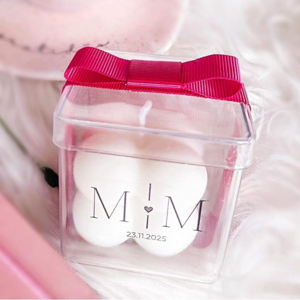 Mini vela bubble aromática personalizada + caixa acrílica