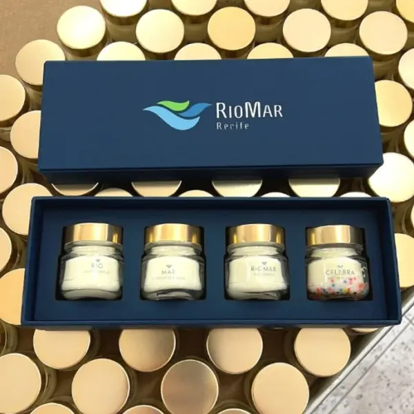 Kit Vela Aromática Personalizada Potinho e Caixa Cartonada