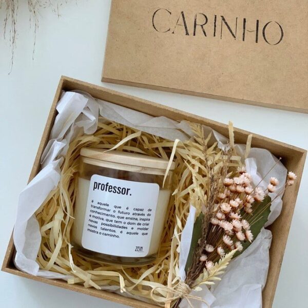 Caixa Presente Vela Aromática Arte/frase personalizada
