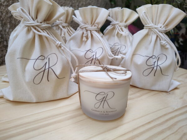 Lembrança Vela Aromática Vidro Personalizado + Saquinho