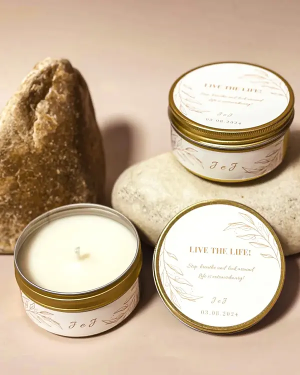 Vela Aromática Luxo Média na lata 110g Personalizada
