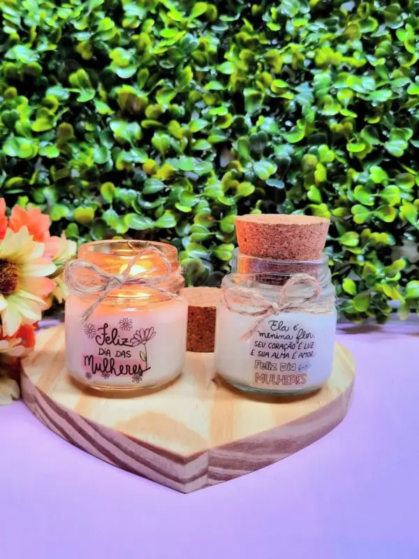 Lembrancinha Vela Perfumada Rolha Dia da Mulher