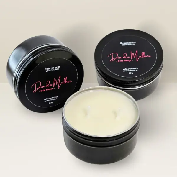 Lembrancinha Vela Perfumada Lata 90g Dia da Mulher