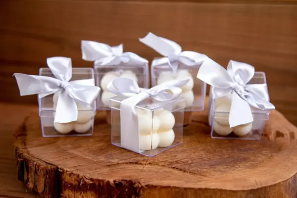 Vela bubble aromática personalizada + caixa acrílica