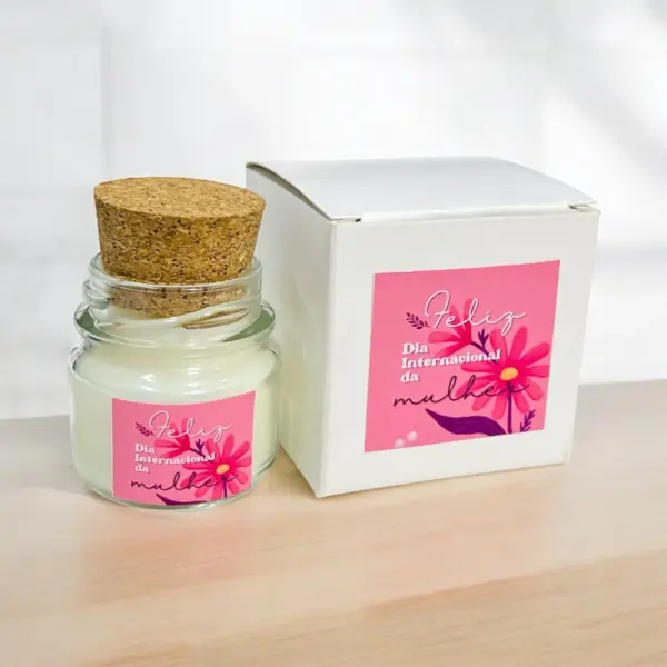 kit Lembrancinha Vela Perfumada Caixinha Dia da Mulher