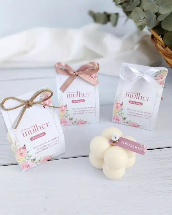 Lembrancinha Vela Perfumada Buble Dia da Mulher