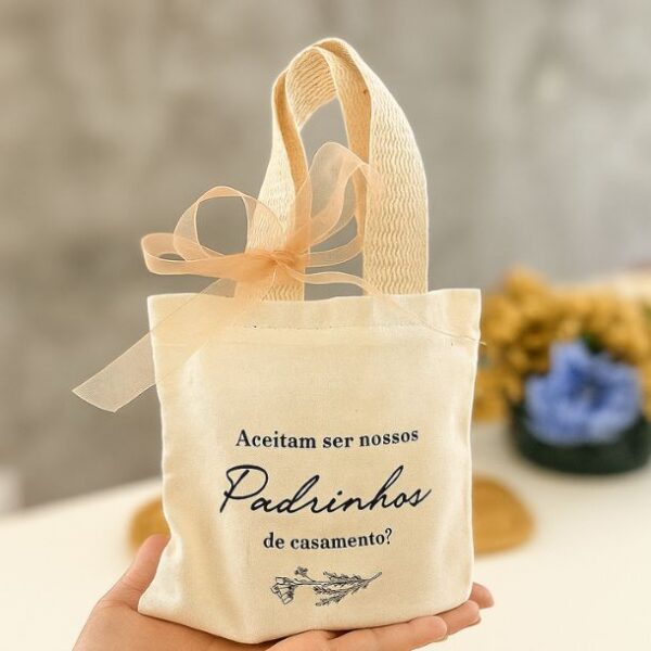 Lembrancinha Padrinhos de Casamento Kit 2 velas 70g com ecobag presente - Image 2